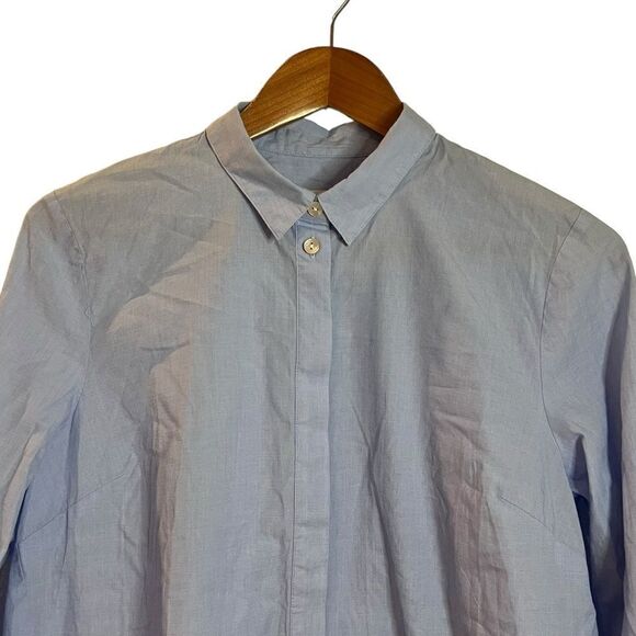 J. Jill light blue button down shirt. Size medium - Picture 2 of 9